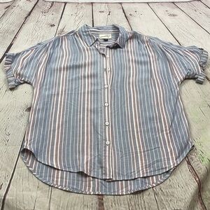 UEC Universal Thread striped oversize short sleeve blouse small